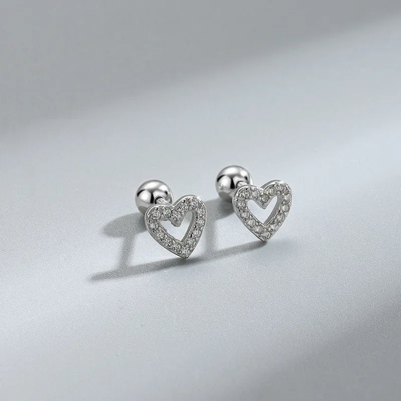 New Fashion Heart Stud Earrings for Women Hypoallergenic Screw Cartilage Helix Earring Girls Piercing Accessories Jewelry Gifts