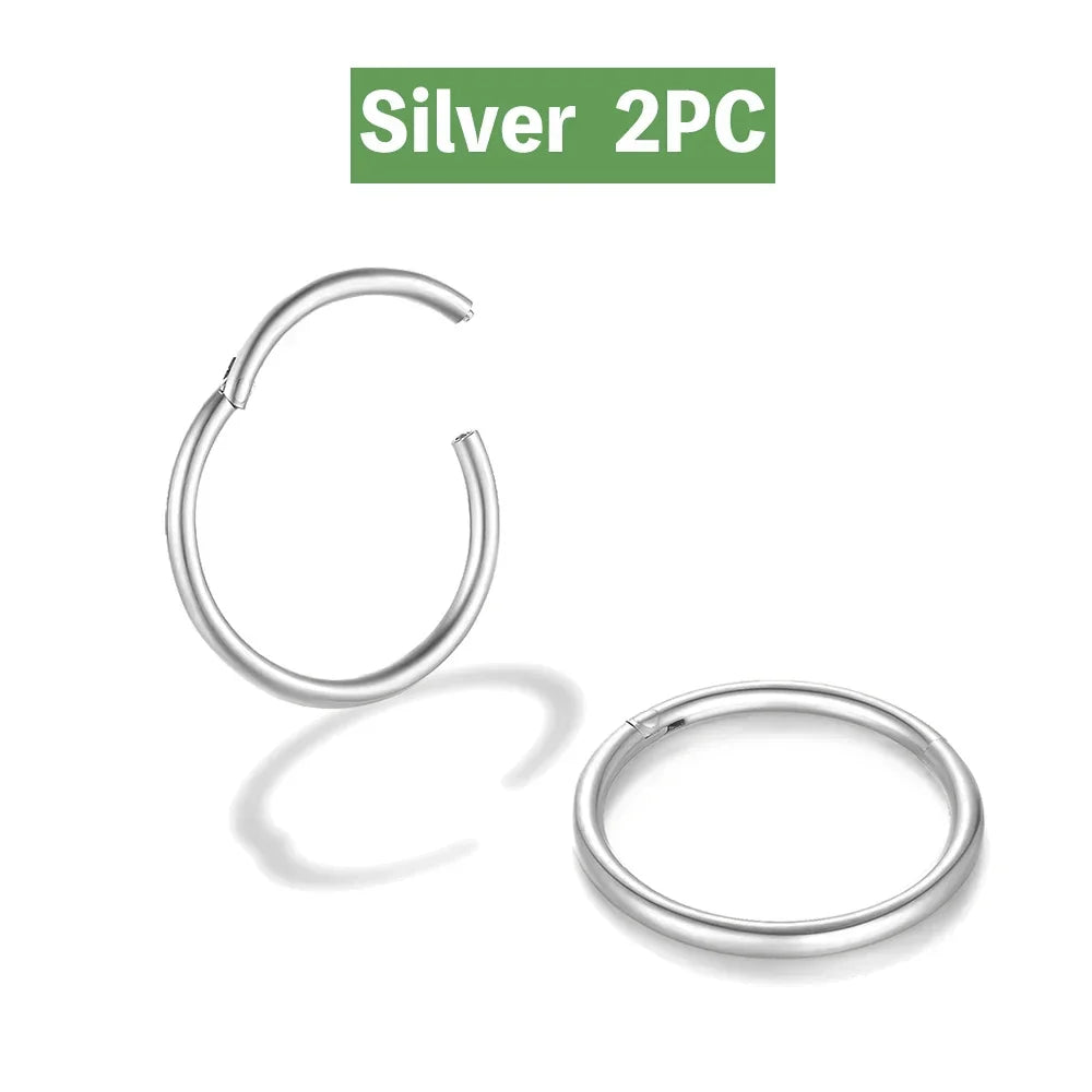 1/4Pairs 6/8/10/12mm 316L Stainless Steel Nose Ring for Men Gold Color Hoop Earrings for Women Septum Tragus Piercing Jewelry