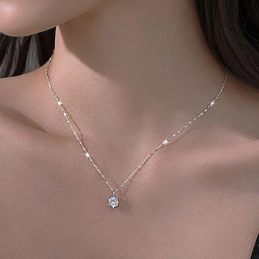 925 Silver Zircon Clavicle Necklace