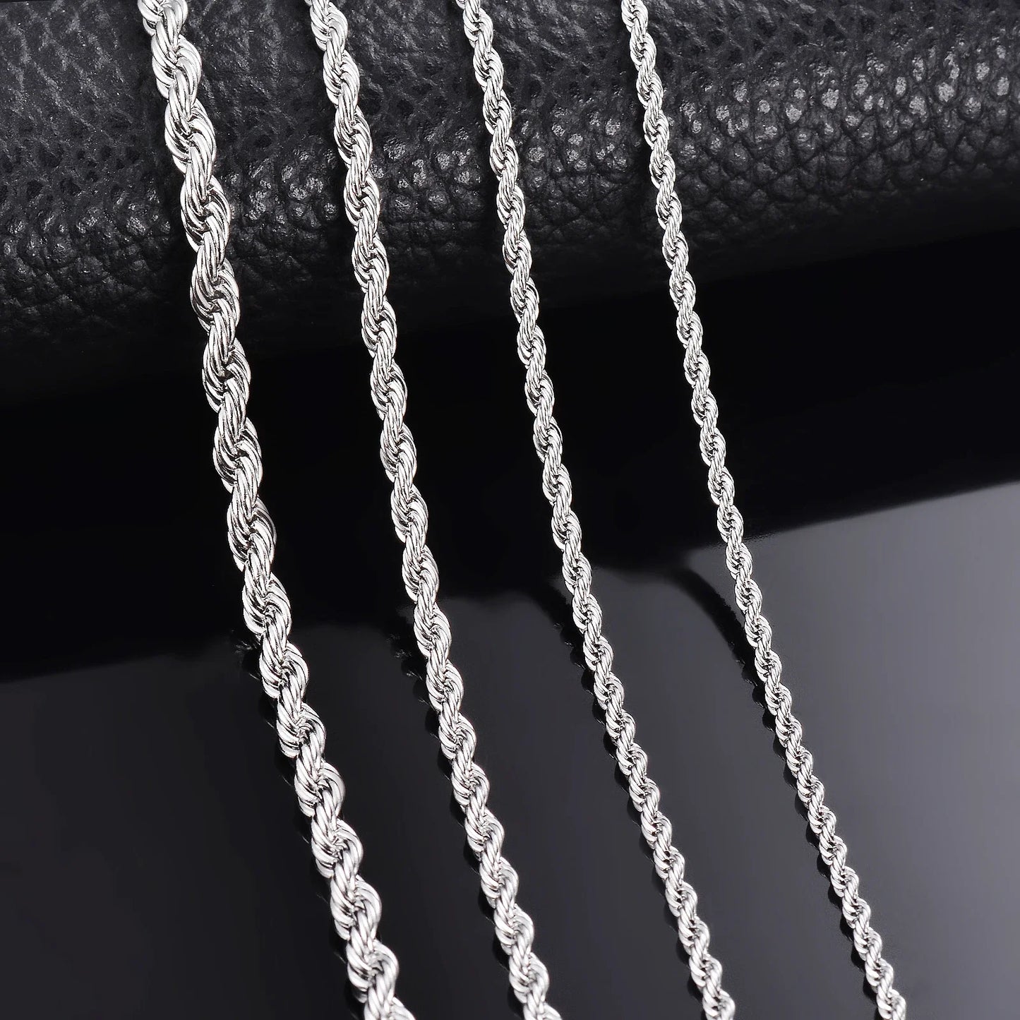 1 piece 925 sterling silver Width 2mm/3mm/4mm Rope Chain Necklace/Bracelet For Men Women Man Fashion Chain Necklace