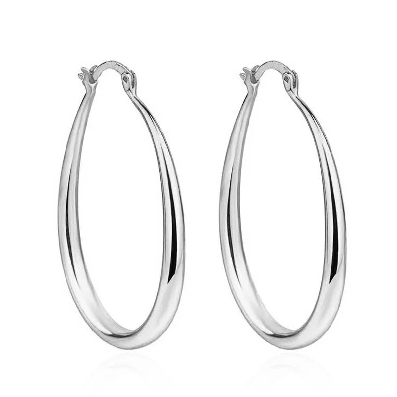 Shine Gold Color Women Earrings Fashion Smooth Hoop Earrings for Women Engagement Wedding Jewelry Gift