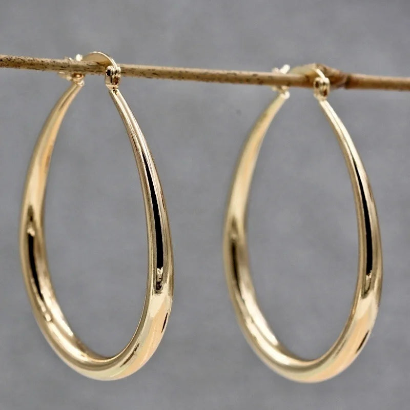 Shine Gold Color Women Earrings Fashion Smooth Hoop Earrings for Women Engagement Wedding Jewelry Gift