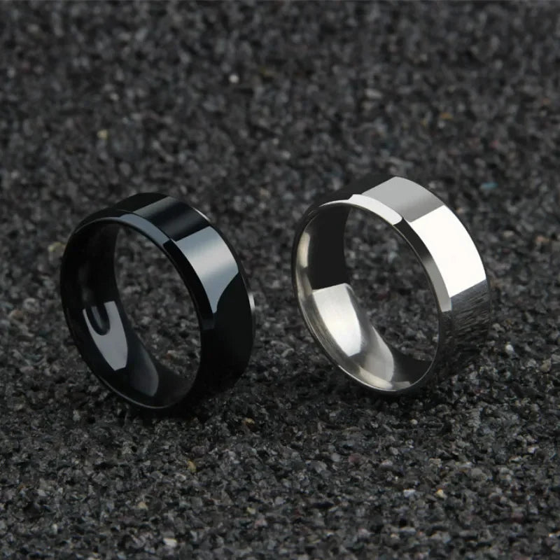 Charm Jewelry Ring for Men Women Stainless Steel Black Rings Wedding Engagement Band Quality Matte Male Jewelry