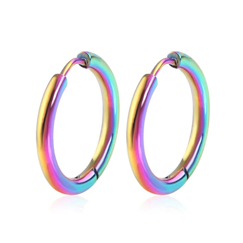 1 pair Women/Man Stainless Steel Small Hoops Earring Piercing Ear Cartilage Tragus Simple Thin Circle Anti-allergic Ear Buckle