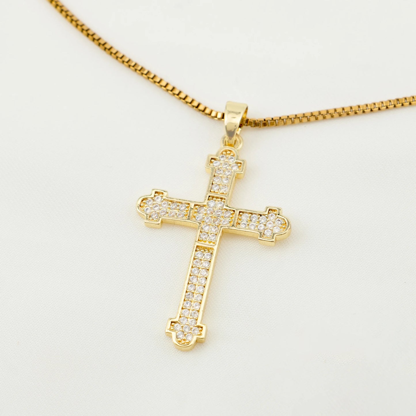 1 pearl shell inlaid zircon cross pendant for women's sexy style stainless steel plated 18k gold necklace