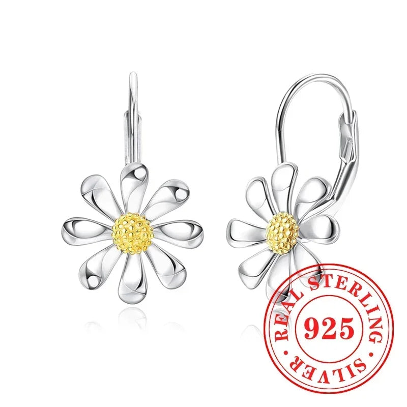 925 Sterling Silver Hoop Earrings for Women Hollow Flower Designed Novel Ear Accessories Stylish Party Hot Jewelry