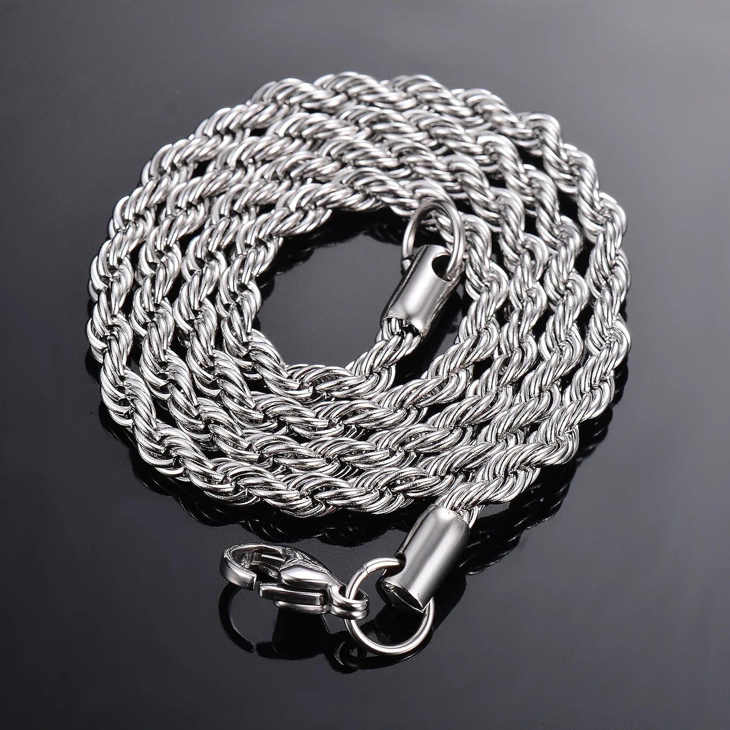 1 piece 925 sterling silver Width 2mm/3mm/4mm Rope Chain Necklace/Bracelet For Men Women Man Fashion Chain Necklace