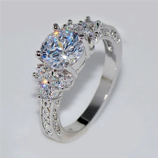 Silver White Zircon Ring