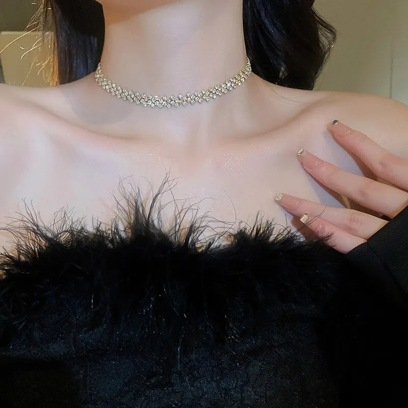 Rhinestone Geometric Choker Necklace