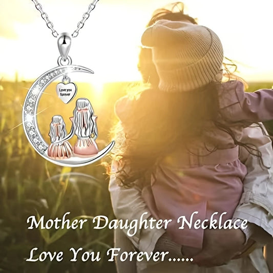 Moon & Heart Mom-Daughter Necklace