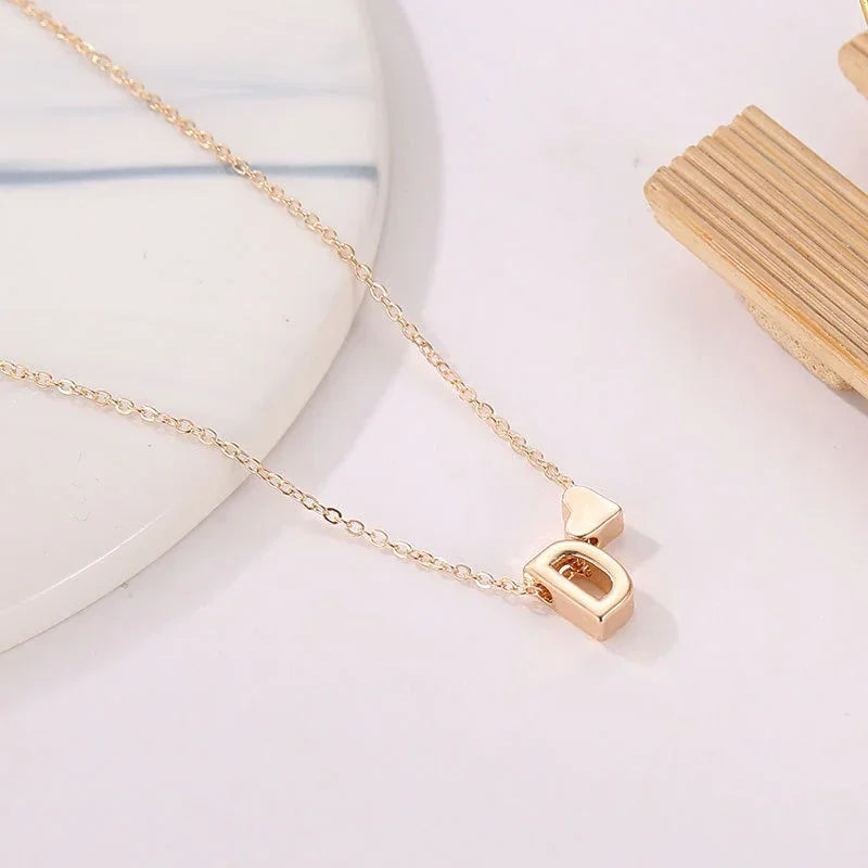 Tiny Heart Initial Choker Necklace