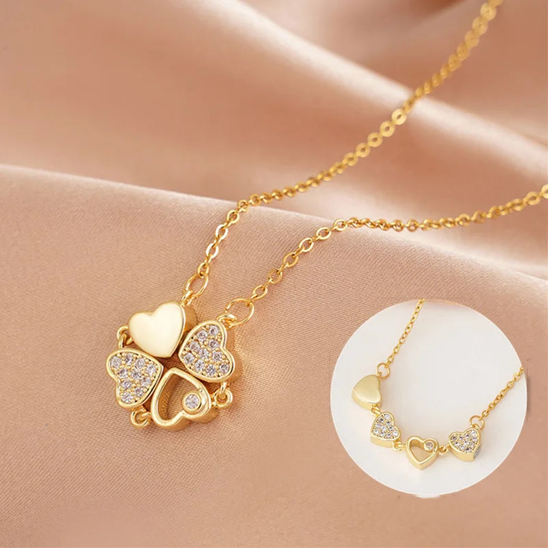 Heart Clover Magnetic Necklace